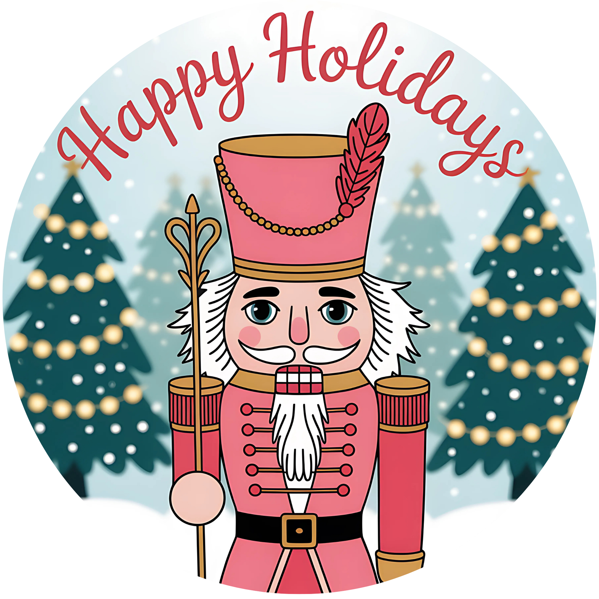 Nutcracker Soldier Happy Holiday Metal / Vinyl Sign - Made in USA