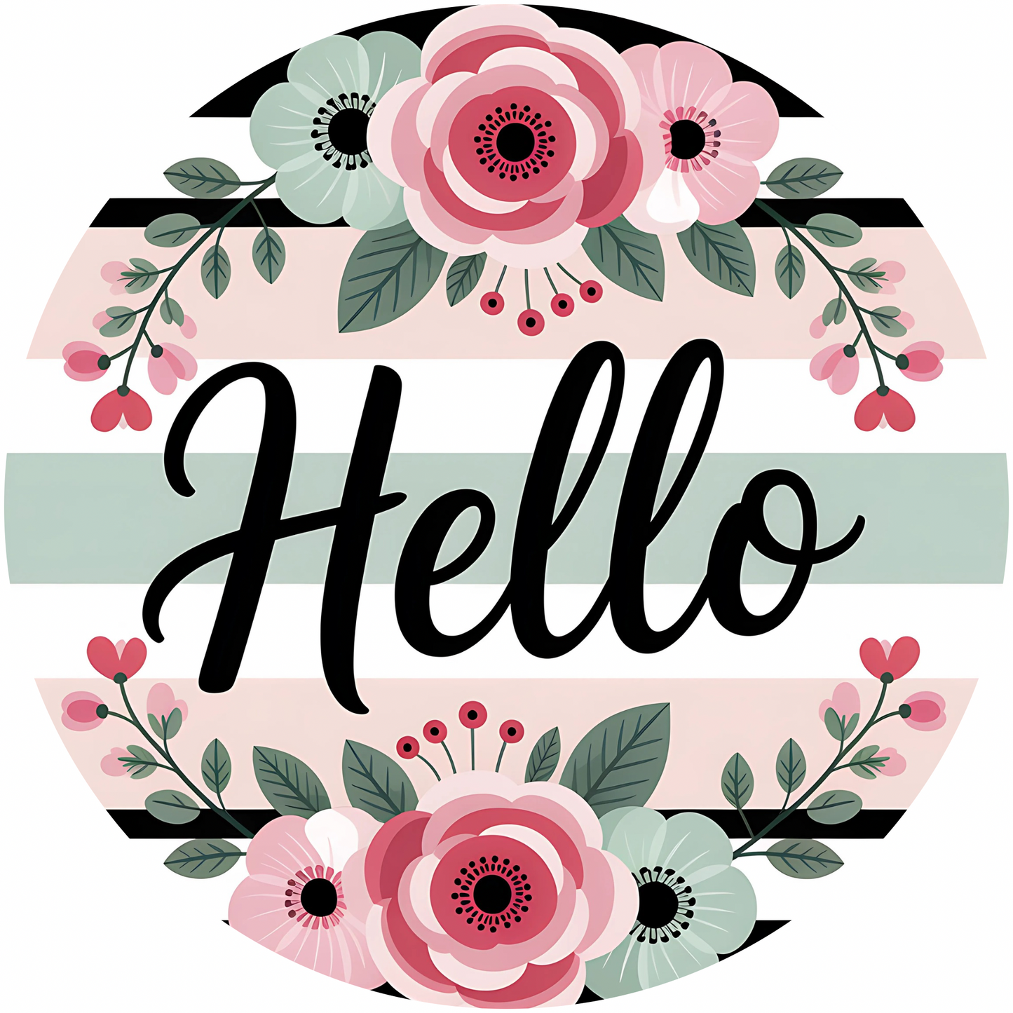 Hello Flowers Metal / Vinyl Sign - Made in USA
