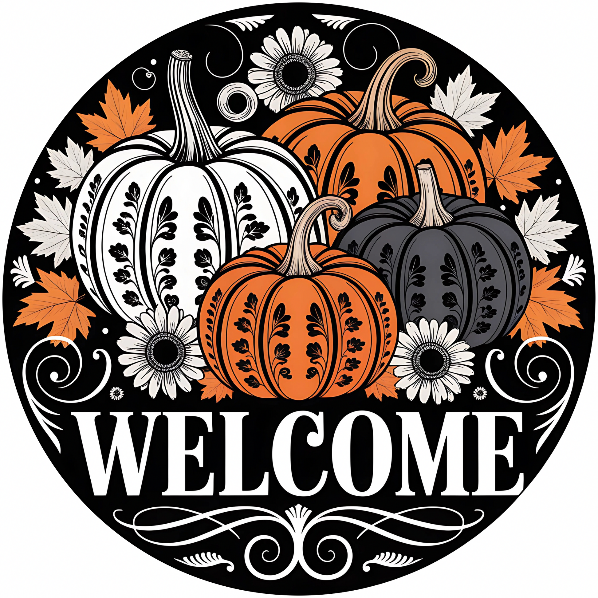 Welcome Spooky Pumpkins Metal / Vinyl Sign - Made in USA