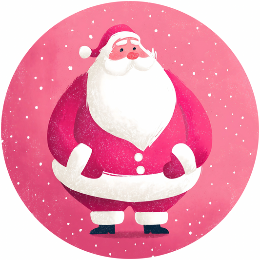 Pink Santa Claus Metal / Vinyl Sign - Made in USA