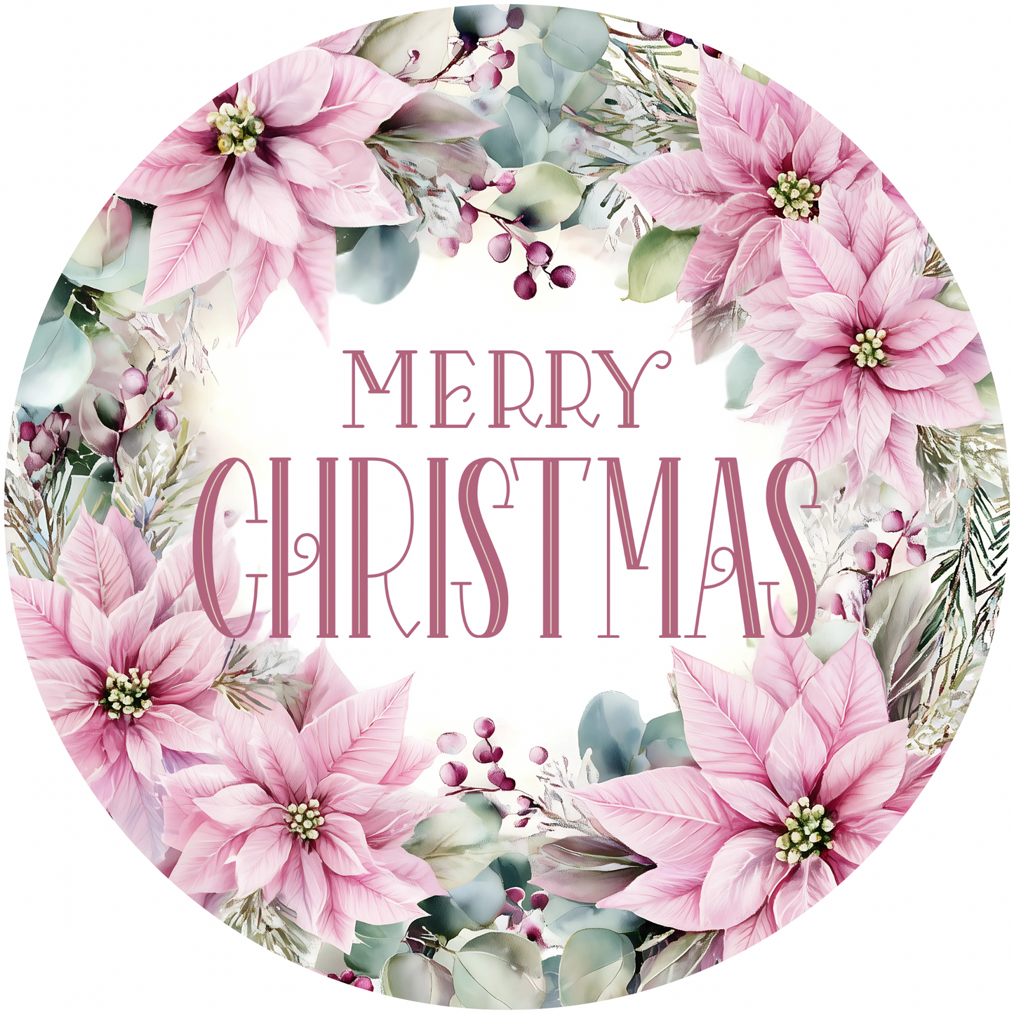 Merry Christmas Flowers Metal / Vinyl Sign - Made in USA