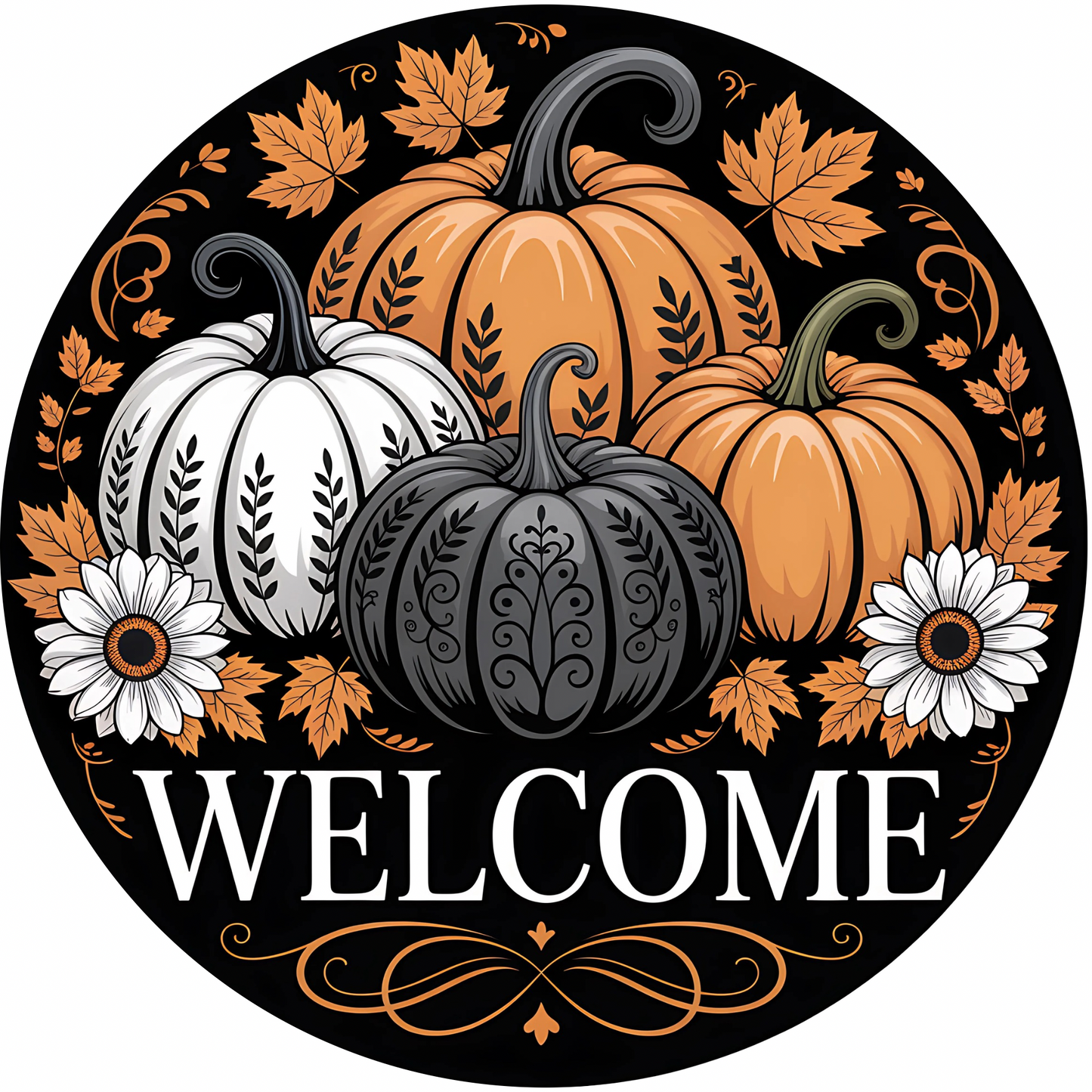 Welcome Spooky Pumpkins Metal / Vinyl Sign - Made in USA
