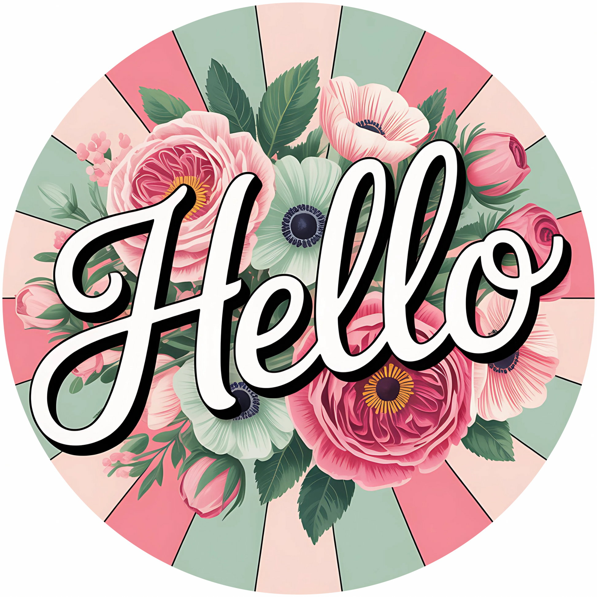 Hello Flowers Metal / Vinyl Sign - Made in USA