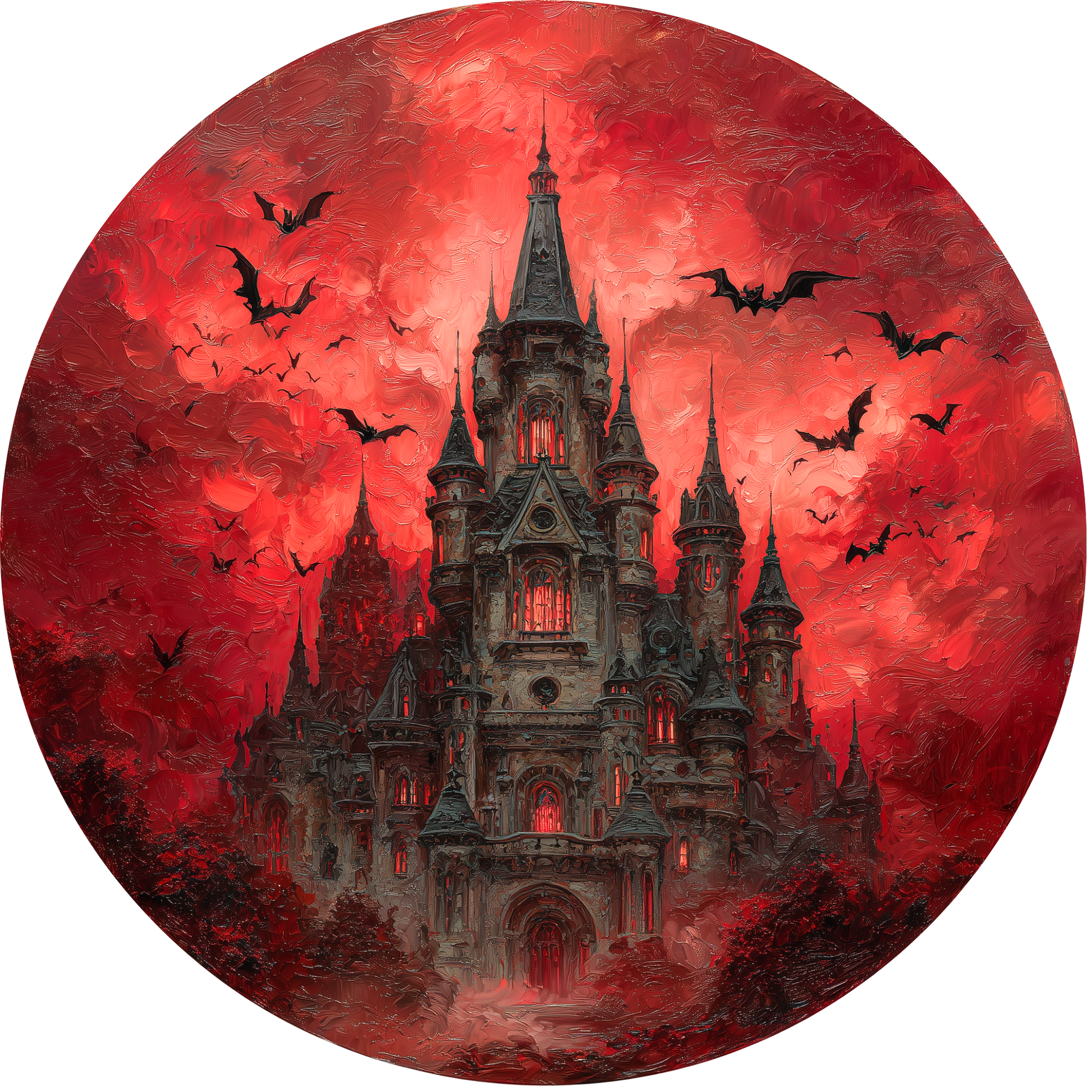 Haunted Vampire Castle Under Blood Moon Accent Sign - Made in USA