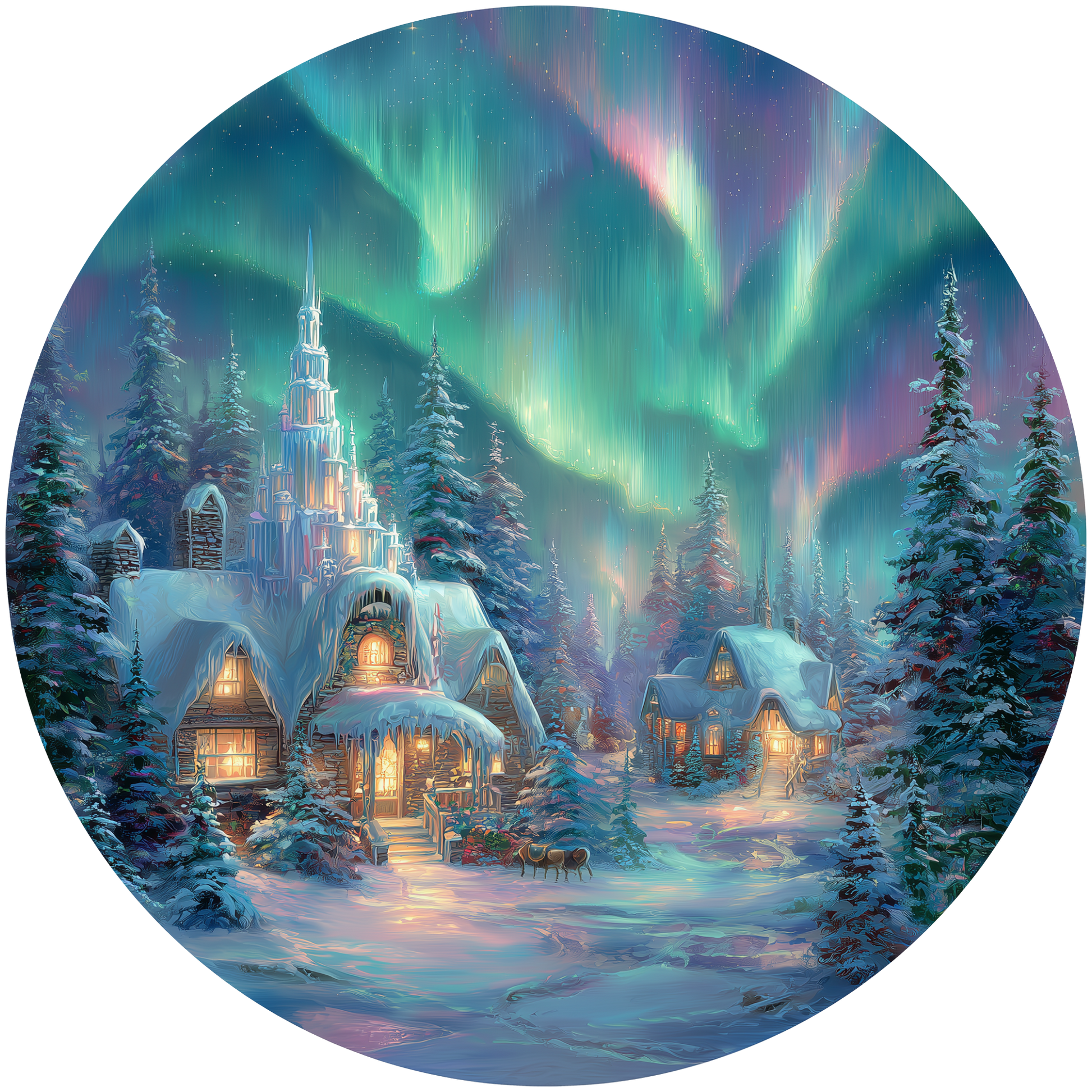 Winter Village Under the Northern Lights Accent Sign - Made in USA