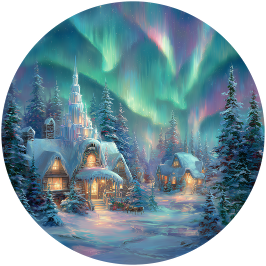 Winter Village Under the Northern Lights Accent Sign - Made in USA