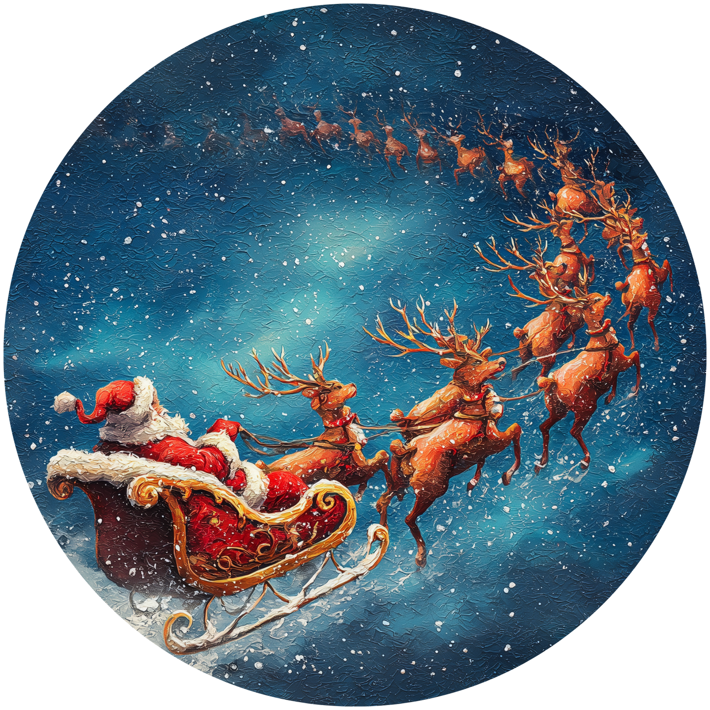 Santa’s Sleigh Ride with Reindeer on Christmas Eve Accent Sign - Made in USA