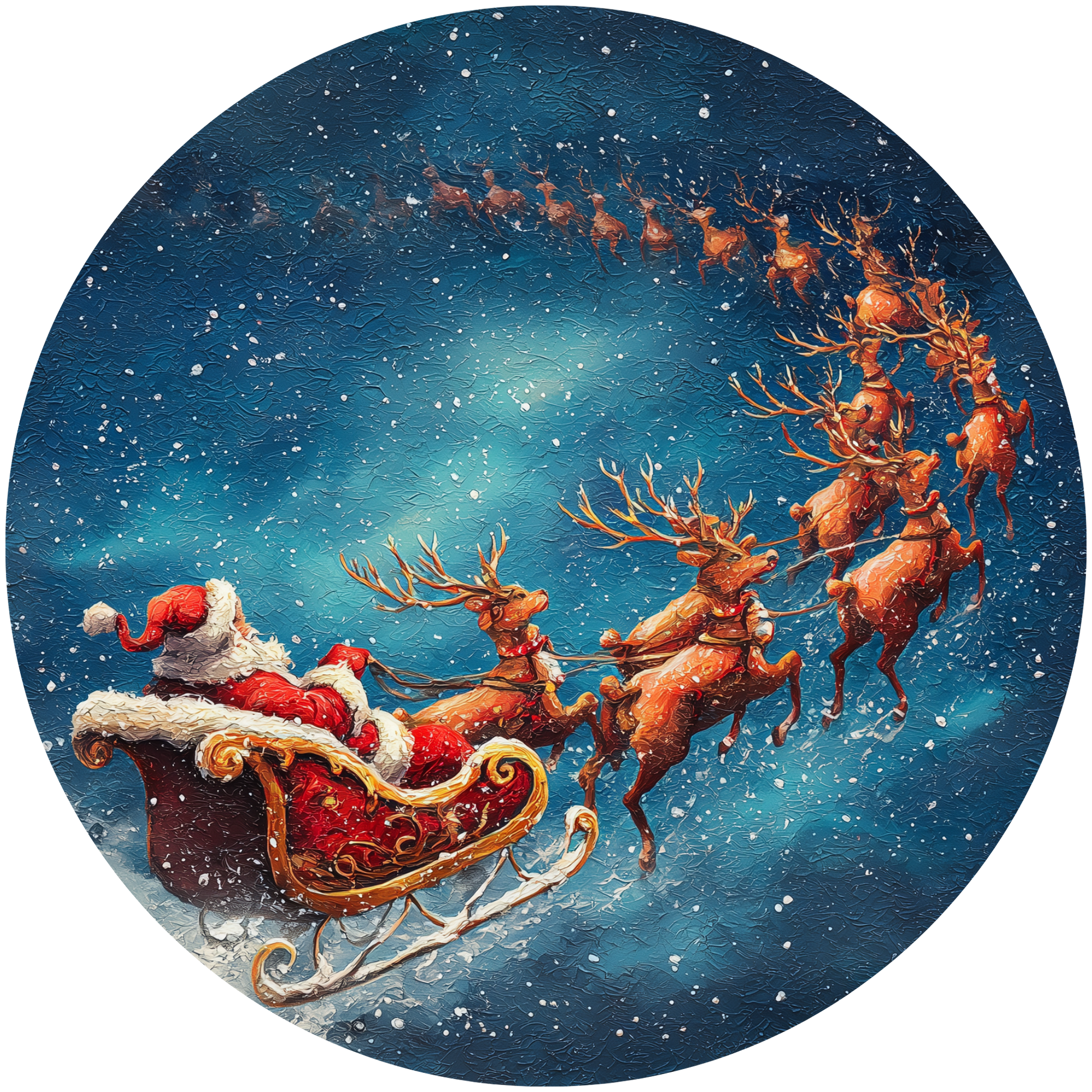 Santa’s Sleigh Ride with Reindeer on Christmas Eve Accent Sign - Made in USA