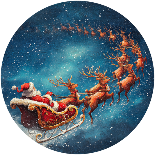Santa’s Sleigh Ride with Reindeer on Christmas Eve Accent Sign - Made in USA