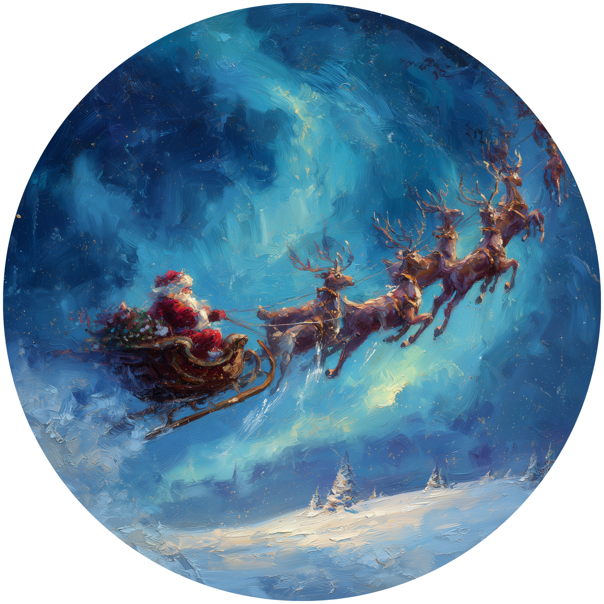 Santa’s Sleigh Ride Across a Magical Winter Sky Accent Sign - Made in USA