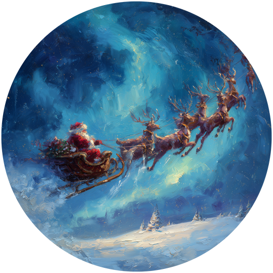 Santa’s Sleigh Ride Across a Magical Winter Sky Accent Sign - Made in USA