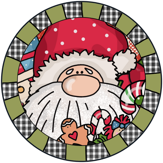 Santa with a Gingerbread Man Accent Sign - Made in USA