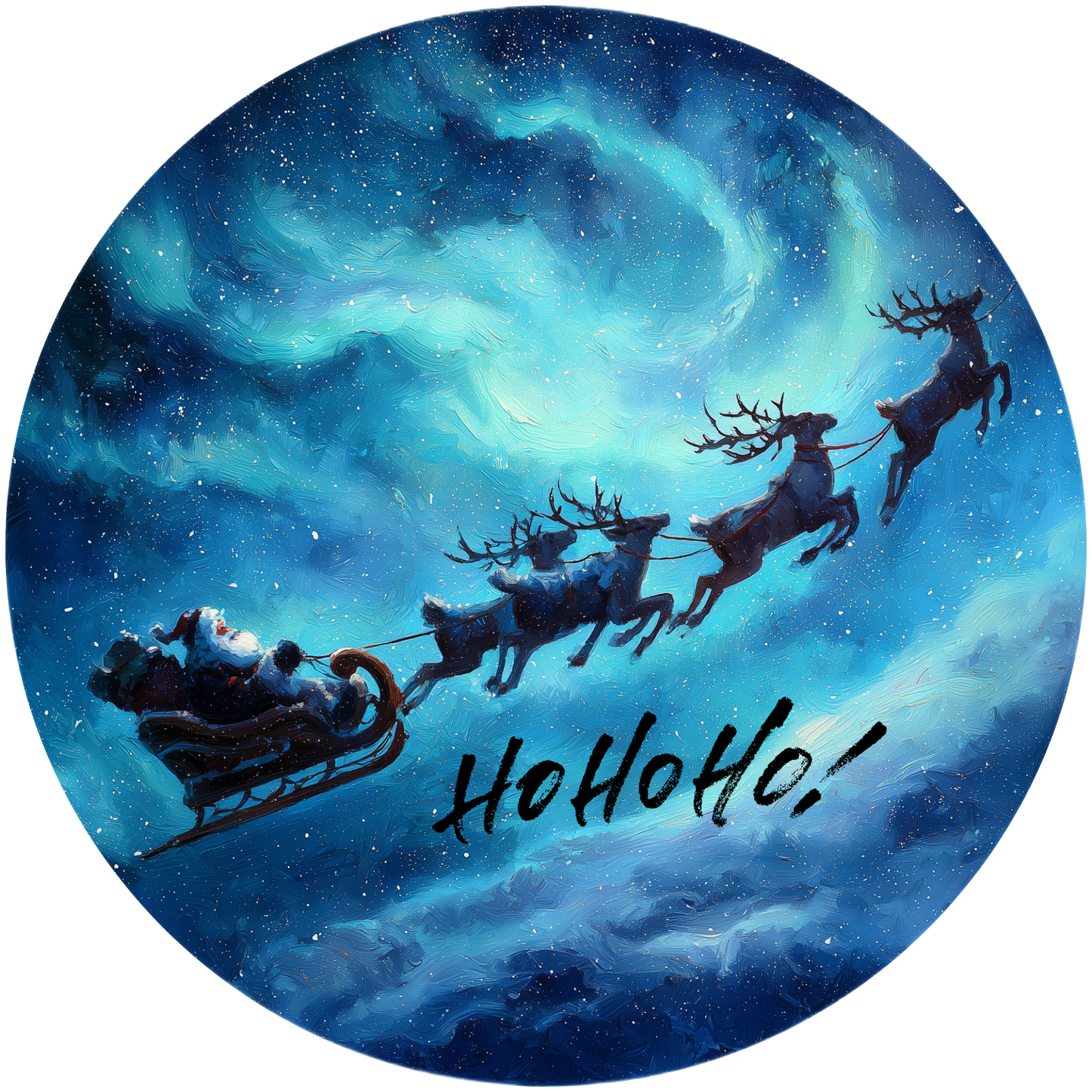 Santa's Sleigh and Reindeer Flying through the Night Sky Accent Sign - Made in USA
