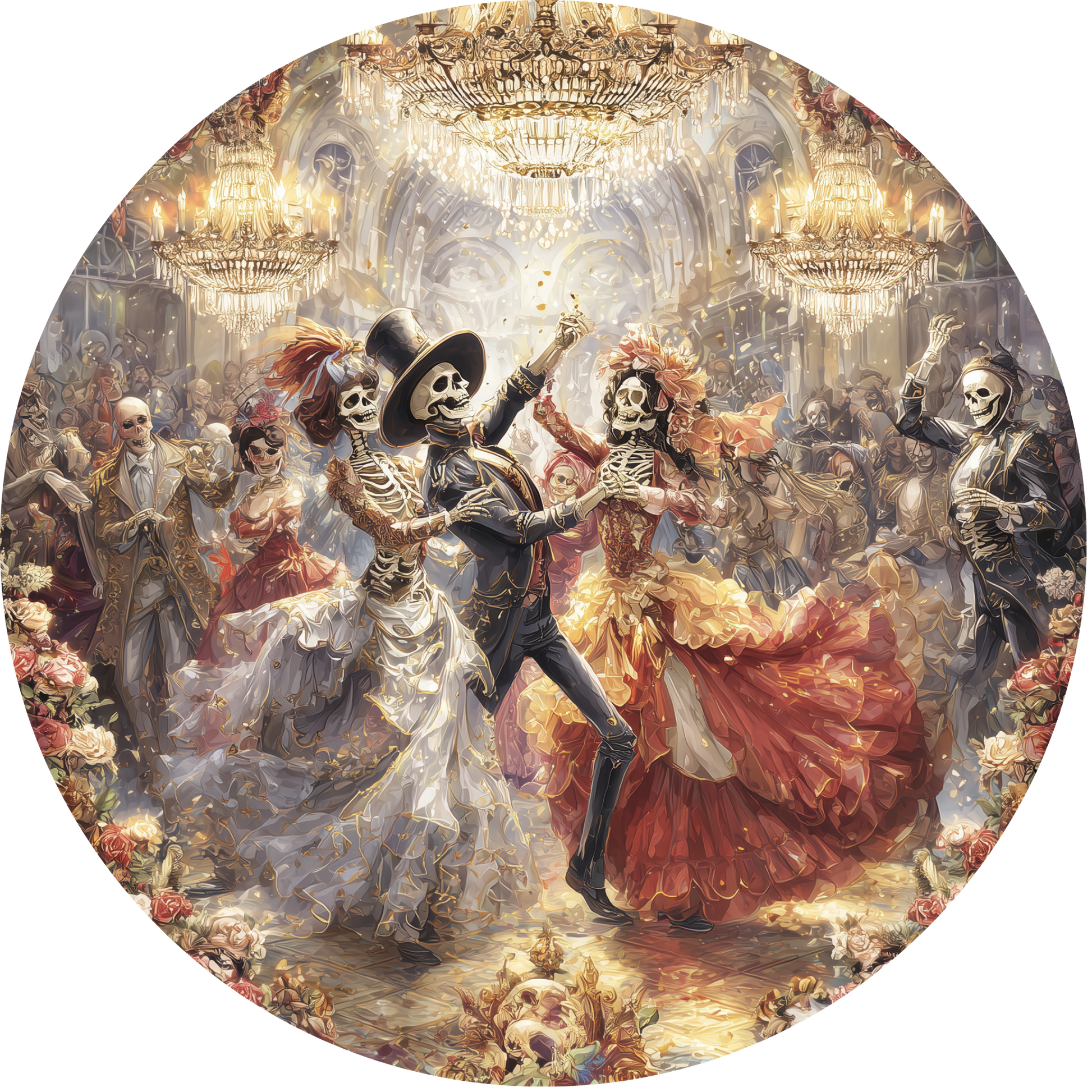 Day of the Dead Skeletons Dancing at a Grand Ball Celebration Accent Sign - Made in USA