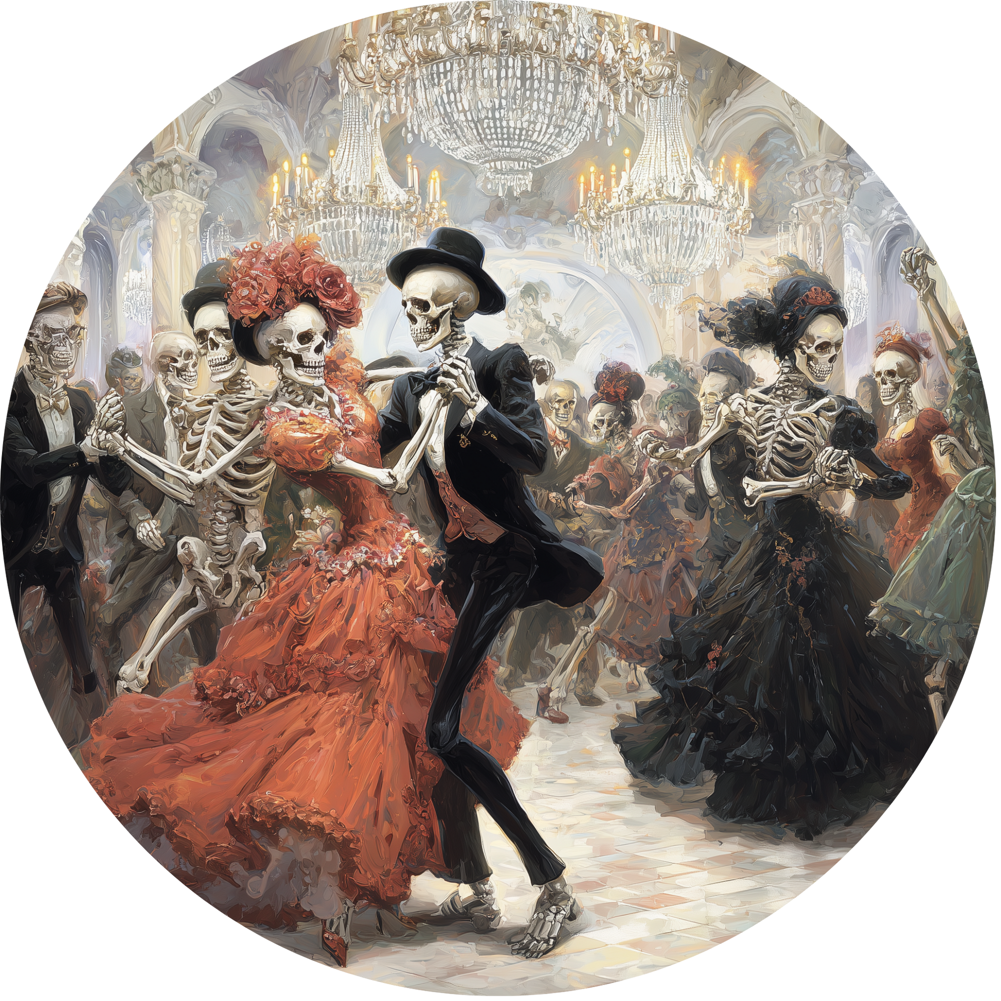Day of the Dead Skeletons Dancing at a Grand Ball Celebration Accent Sign - Made in USA