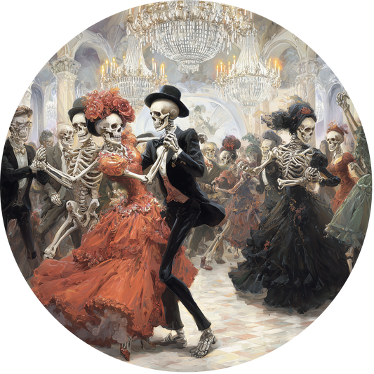 Day of the Dead Skeletons Dancing at a Grand Ball Celebration Accent Sign - Made in USA