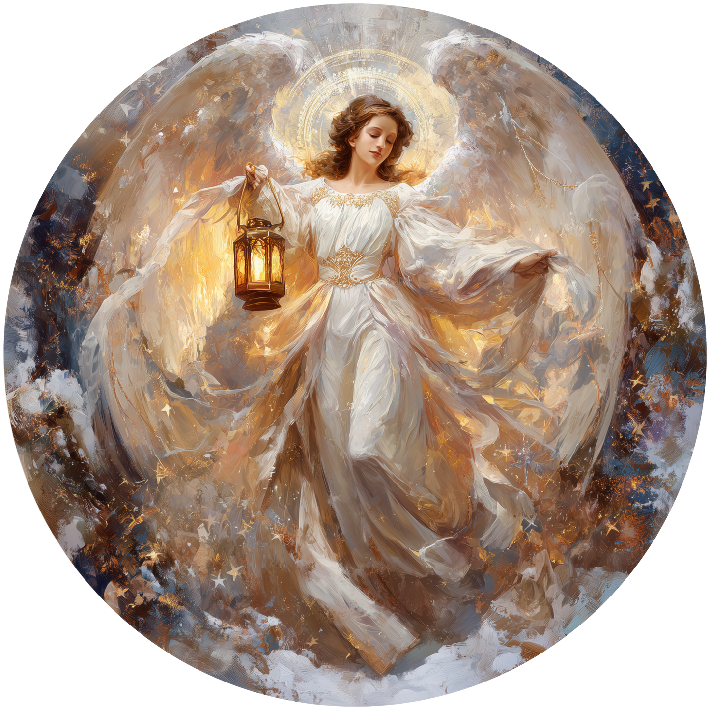 A Golden Angel with a Lantern Accent Sign - Made in USA