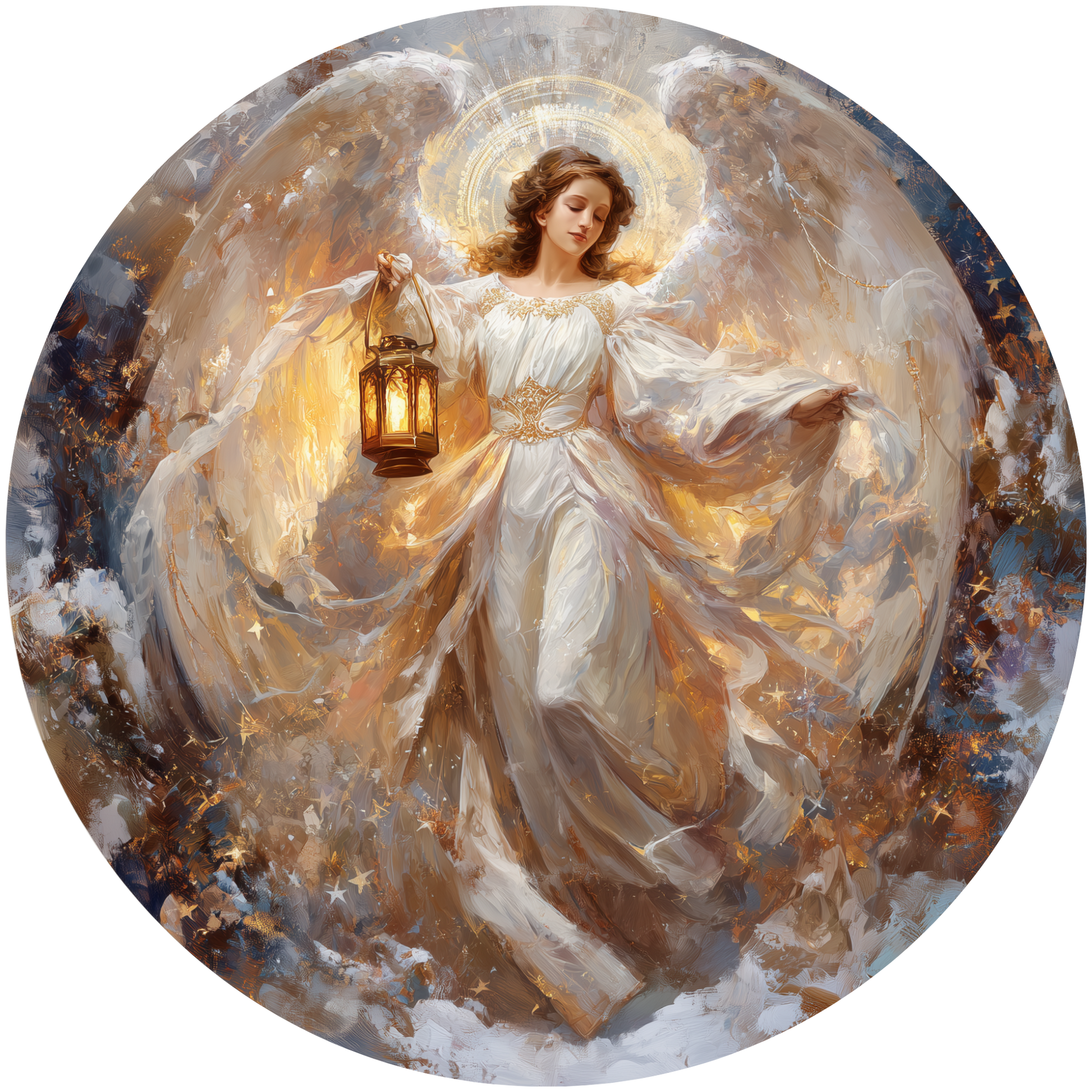 A Golden Angel with a Lantern Accent Sign - Made in USA