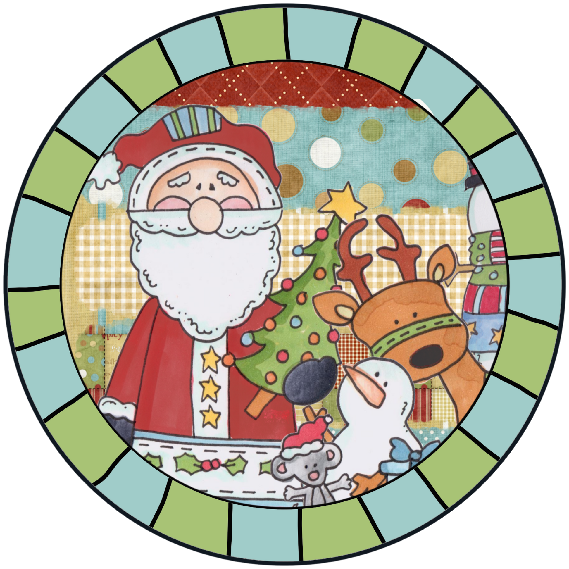 Folk Art Santa, Reindeer, and Snowman Accent Sign - Made in USA