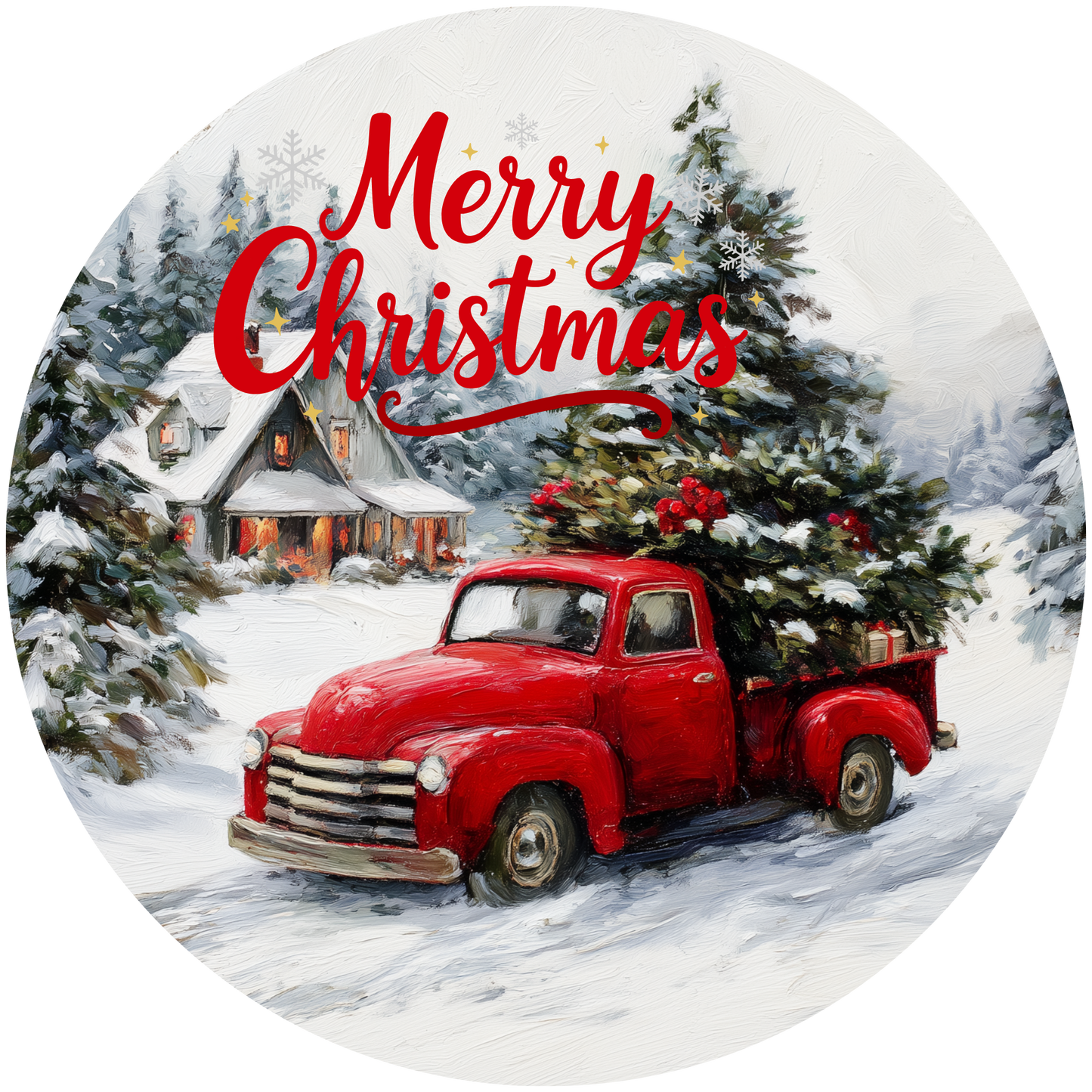 Rustic Red Truck Christmas Tree Farm Accent Sign - Made in USA