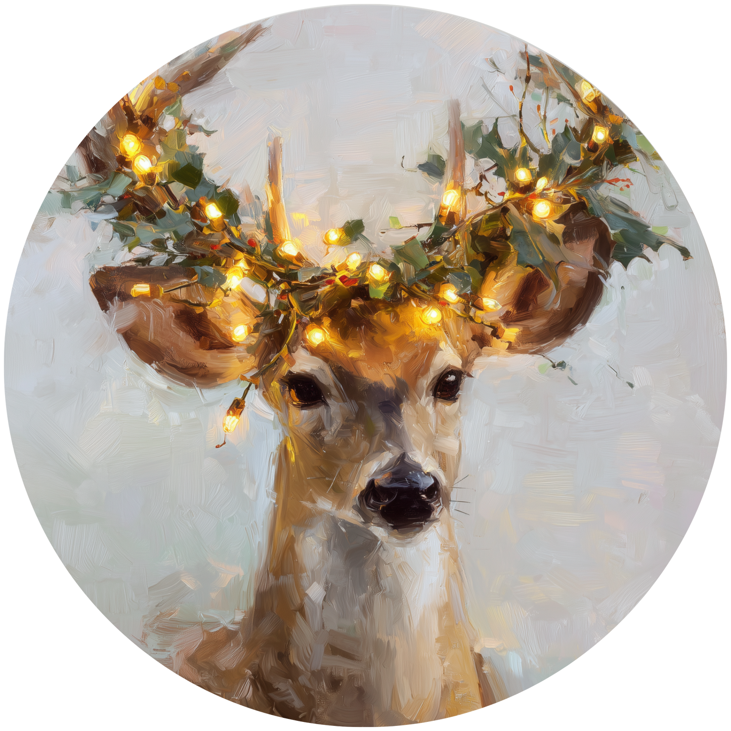 Deer with Antlers and Christmas String Lights Accent Sign - Made in USA