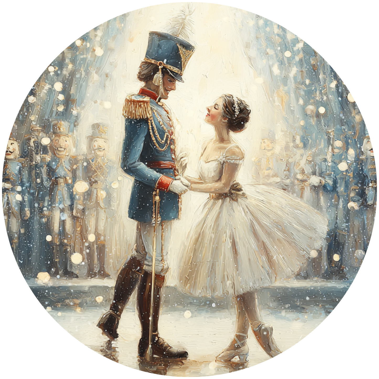 Nutcracker Prince and Ballerina Dance Snow Accent Sign - Made in USA