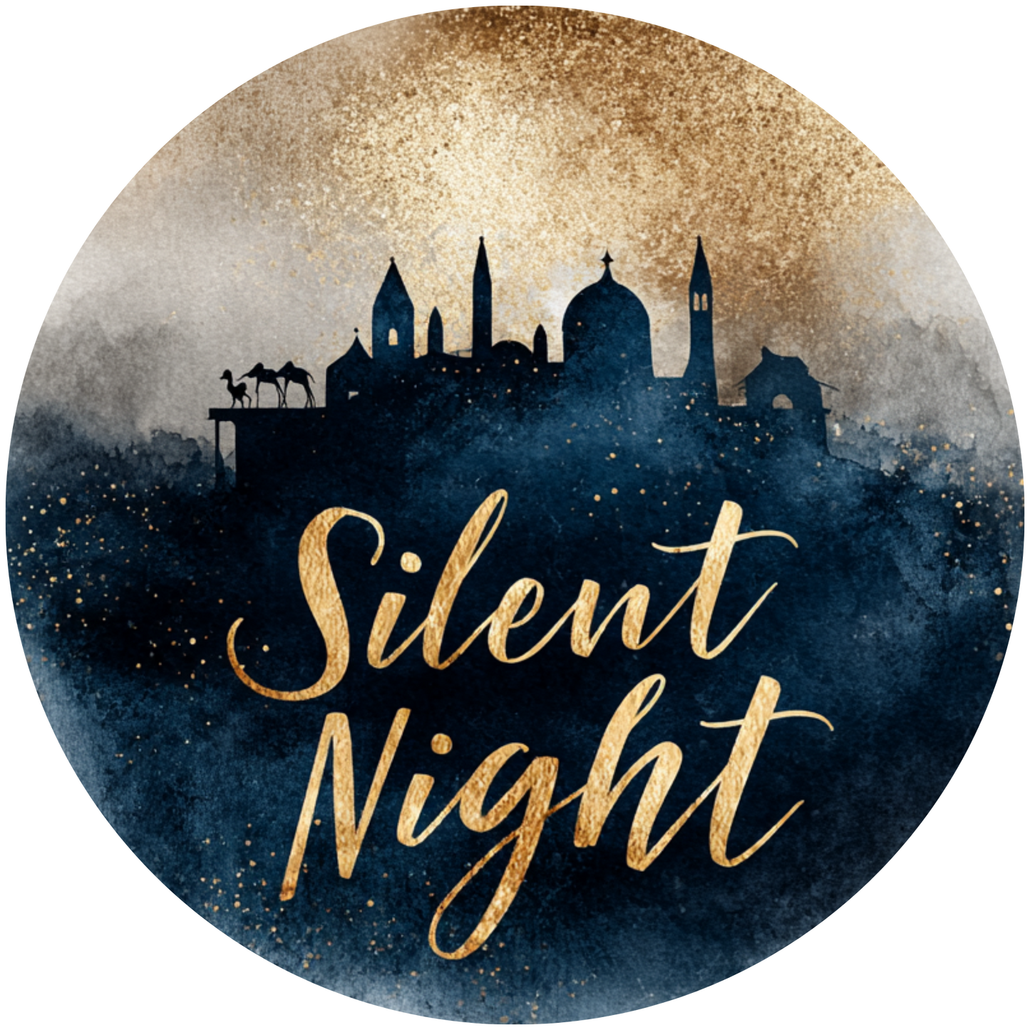 Silent Night Nativity Silhouette Accent Sign - Made in USA