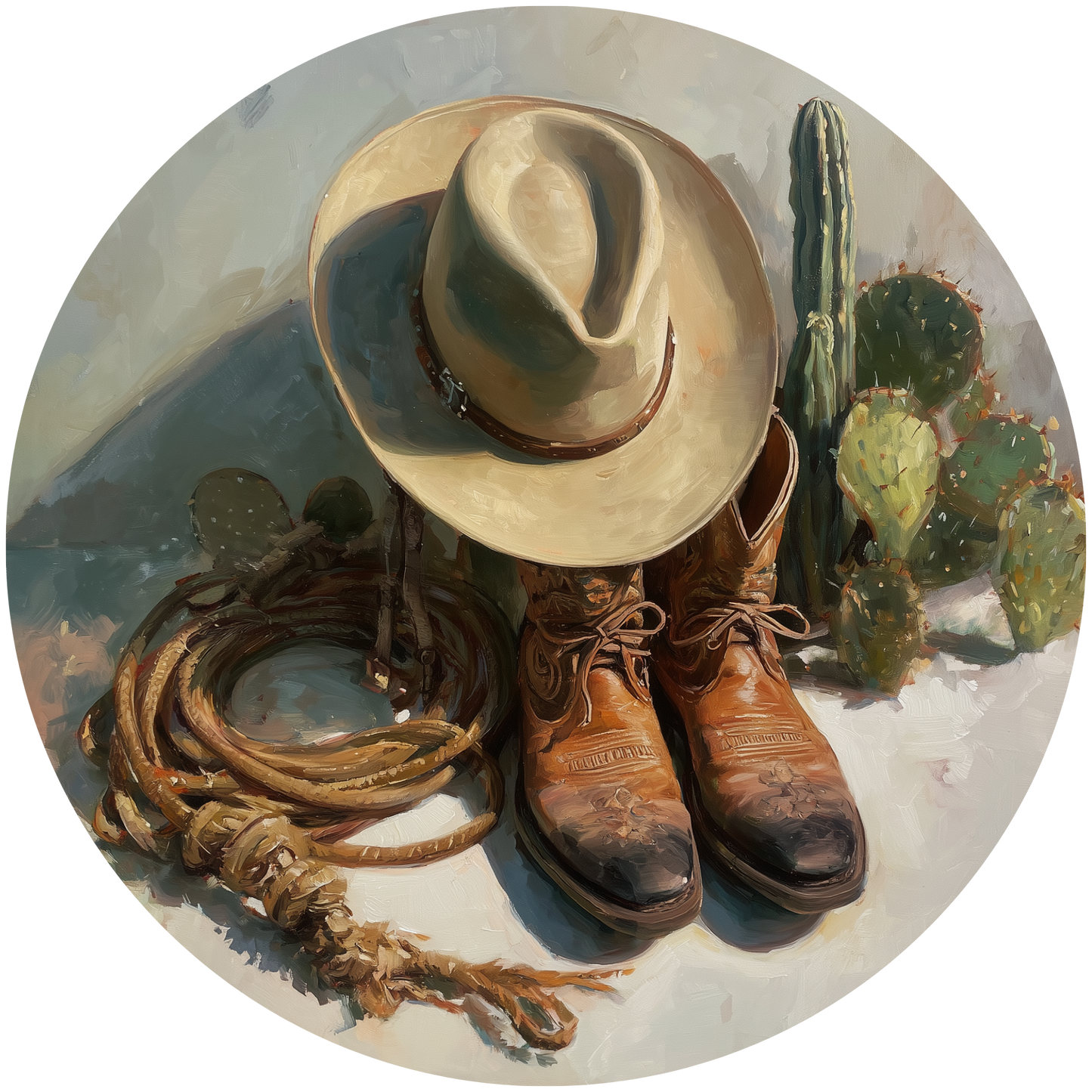 Cowboy Hat Boots and Lasso Accent Sign - Made in USA