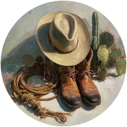 Cowboy Hat Boots and Lasso Accent Sign - Made in USA