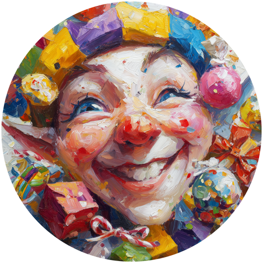 Smiling Christmas Jester Elf with Gifts Accent Sign - Made in USA