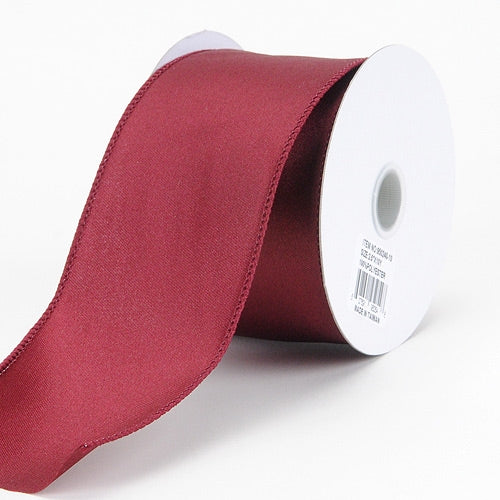 2 - 1/2 x 10 Yards Burgundy Wired Budget Satin Ribbon BBCrafts.com