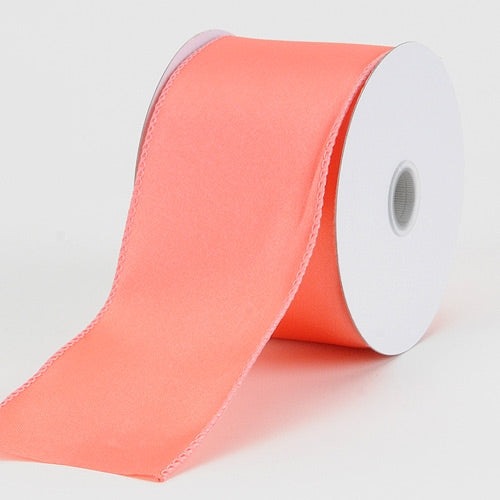 2 - 1/2 x 10 Yards Coral Wired Budget Satin Ribbon BBCrafts.com