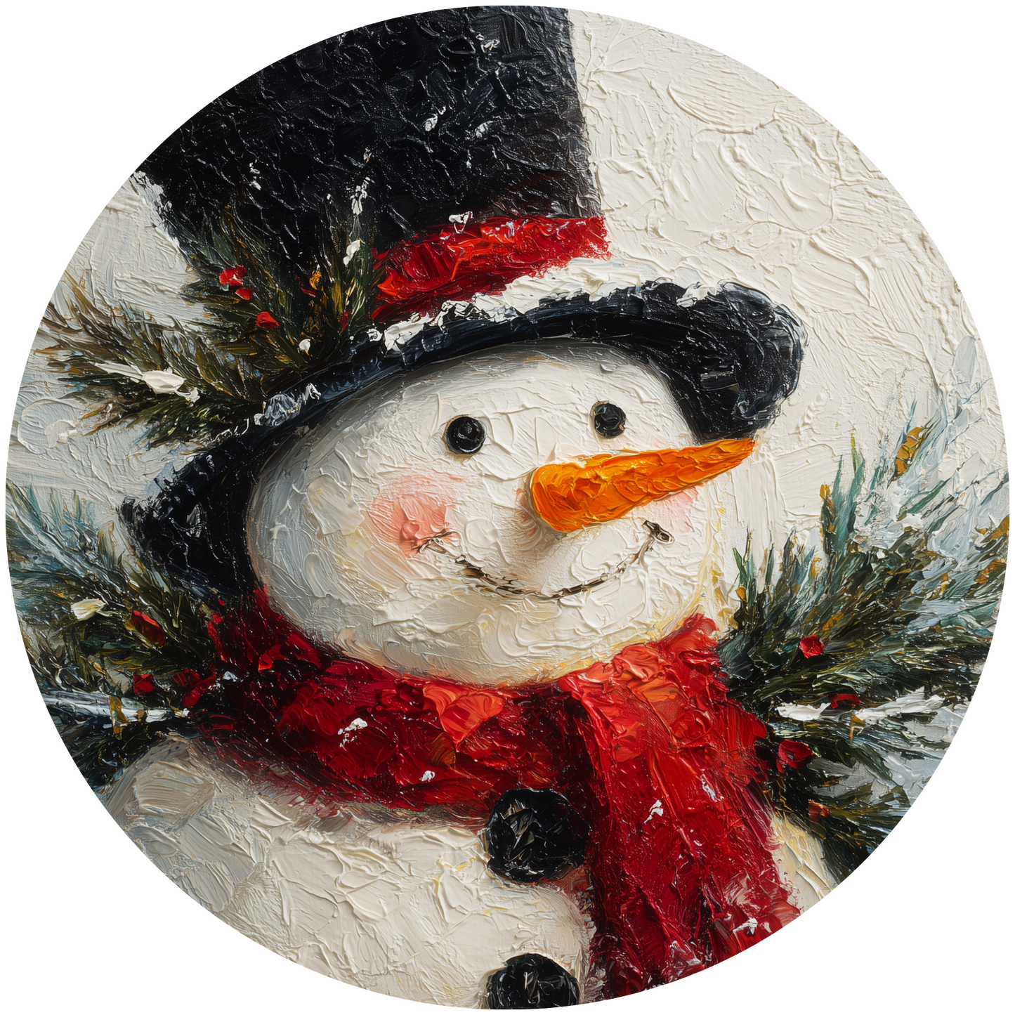 Snowman with Top Hat and Red Scarf Accent Sign - Made in USA