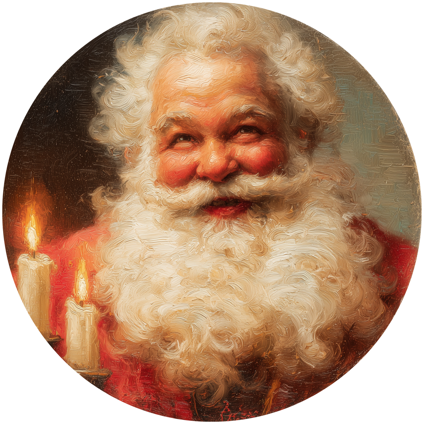 Smiling Santa Claus with Candles Accent Sign - Made in USA