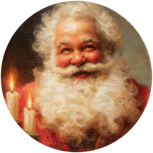 Smiling Santa Claus with Candles Accent Sign - Made in USA