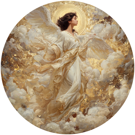 Golden Angel with Flowing White Robe and Halo Accent Sign - Made in USA