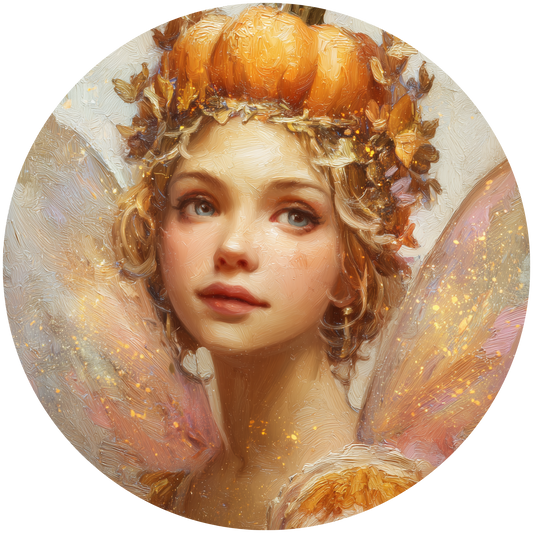 Autumn Pumpkin Fairy with Glittering Wings Accent Sign - Made in USA