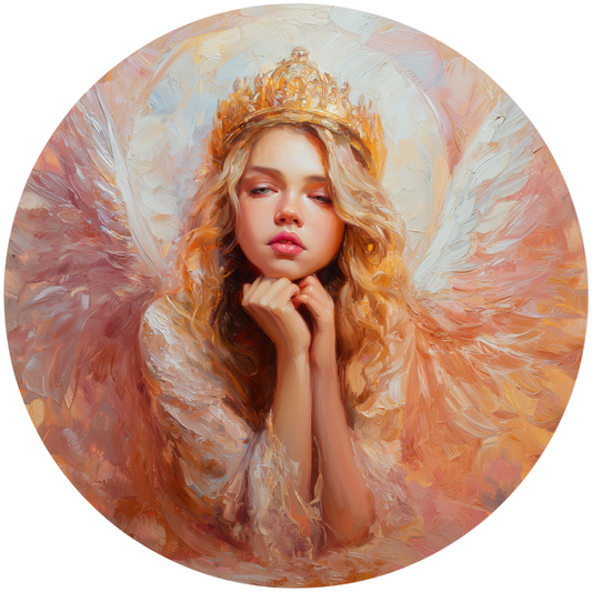 Angel with Gold Crown and Feathered Wings Accent Sign - Made in USA