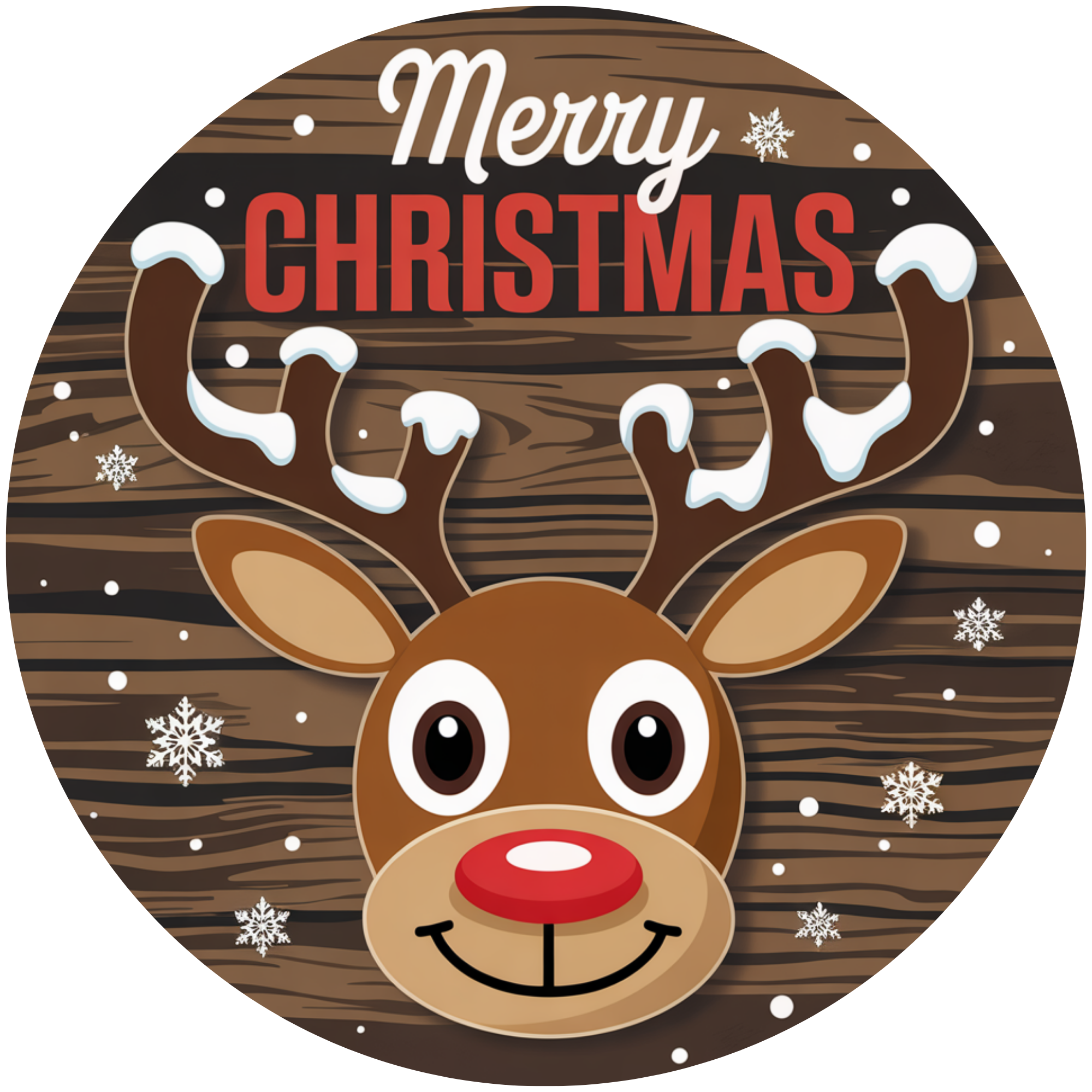 Merry Christmas Rudolph Reindeer on Rustic Wood Accent Sign - Made in ...