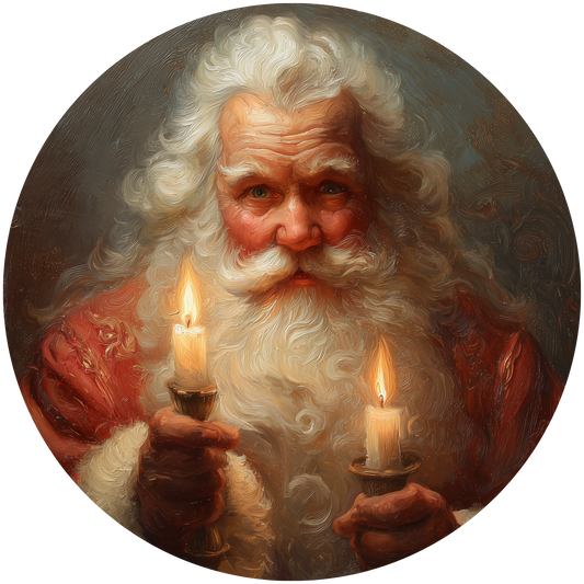 Santa Claus Holding Candles Accent Sign - Made in USA