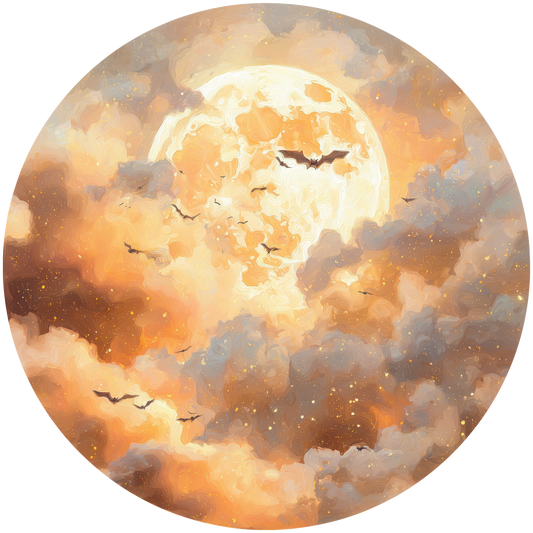 Bats Flying Across an Orange Harvest Moon Accent Sign - Made in USA