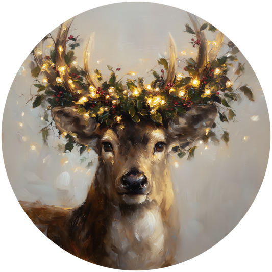 Deer with Illuminated Christmas Lights Antlers Accent Sign - Made in USA