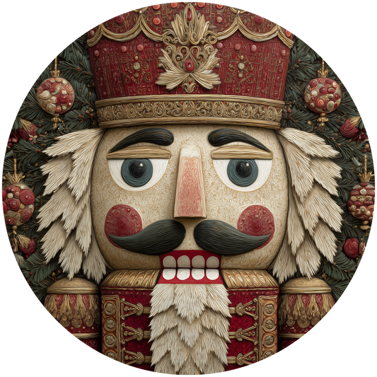 Nutcracker Face with Christmas Ornaments Quilled Accent Sign - Made in USA