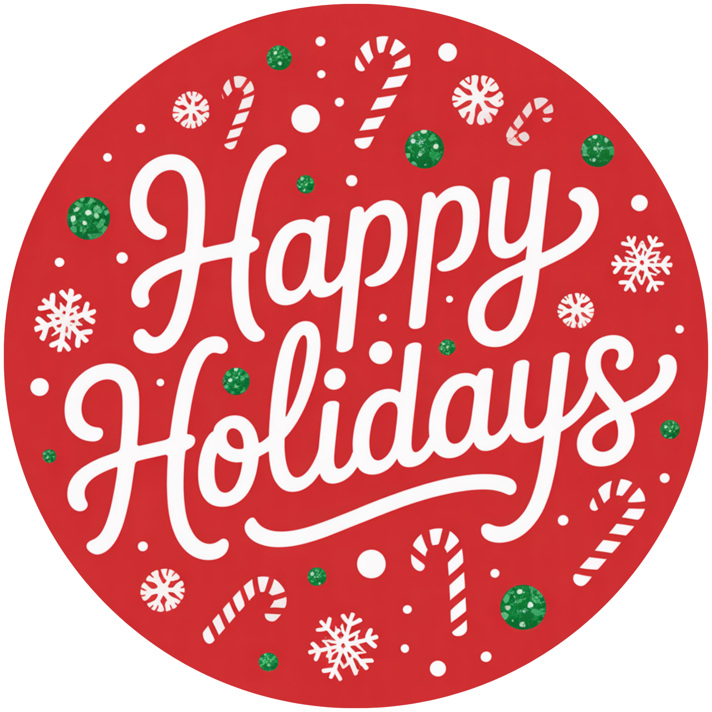 Happy Holidays with Candy Canes and Snowflakes Accent Sign - Made in USA