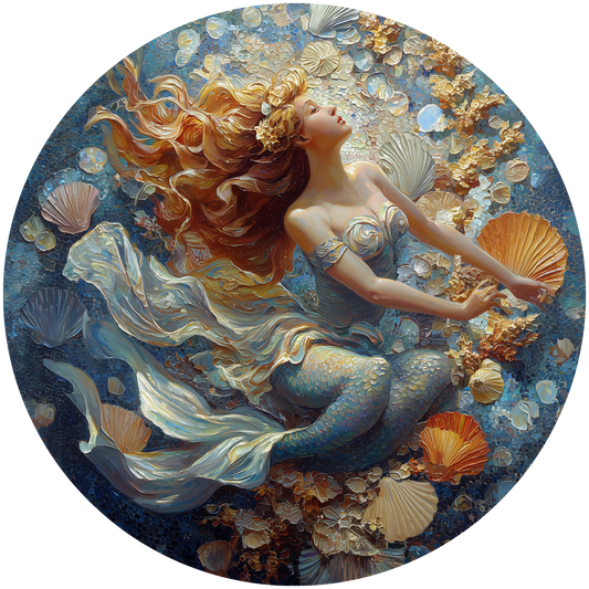 Mermaid with Flowing Hair and Seashells Accent Sign - Made in USA