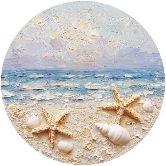 Beach with Starfish and Seashells Accent Sign - Made in USA