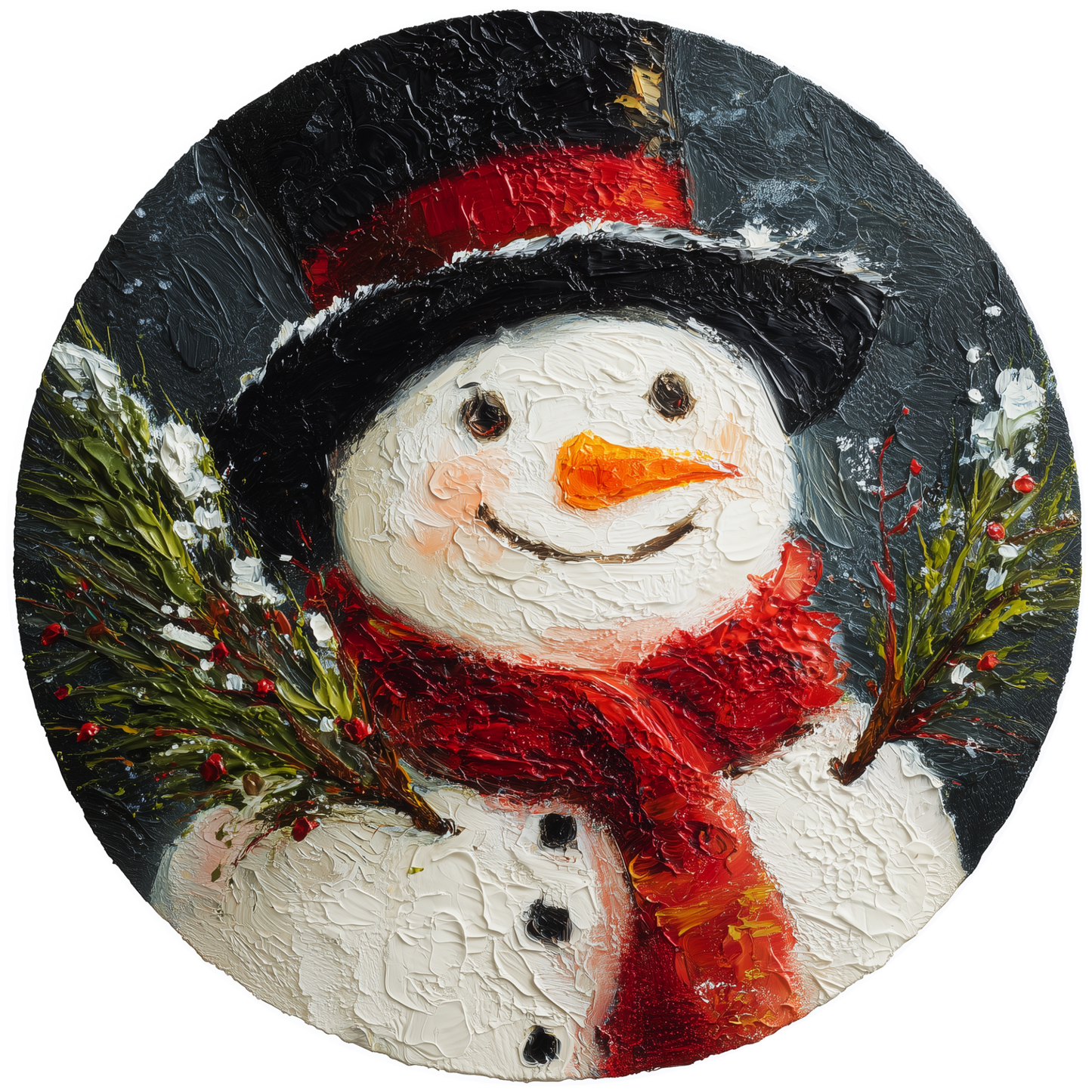 Snowman with Top Hat and Red Scarf Accent Sign - Made in USA