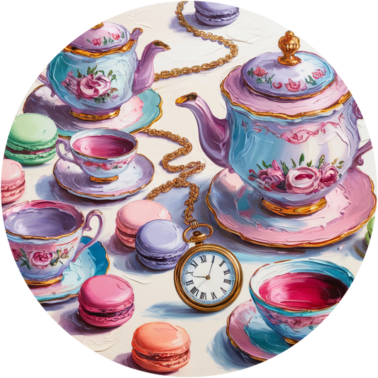 Pastel Macarons and Victorian Tea Party Clock Accent Sign - Made in USA