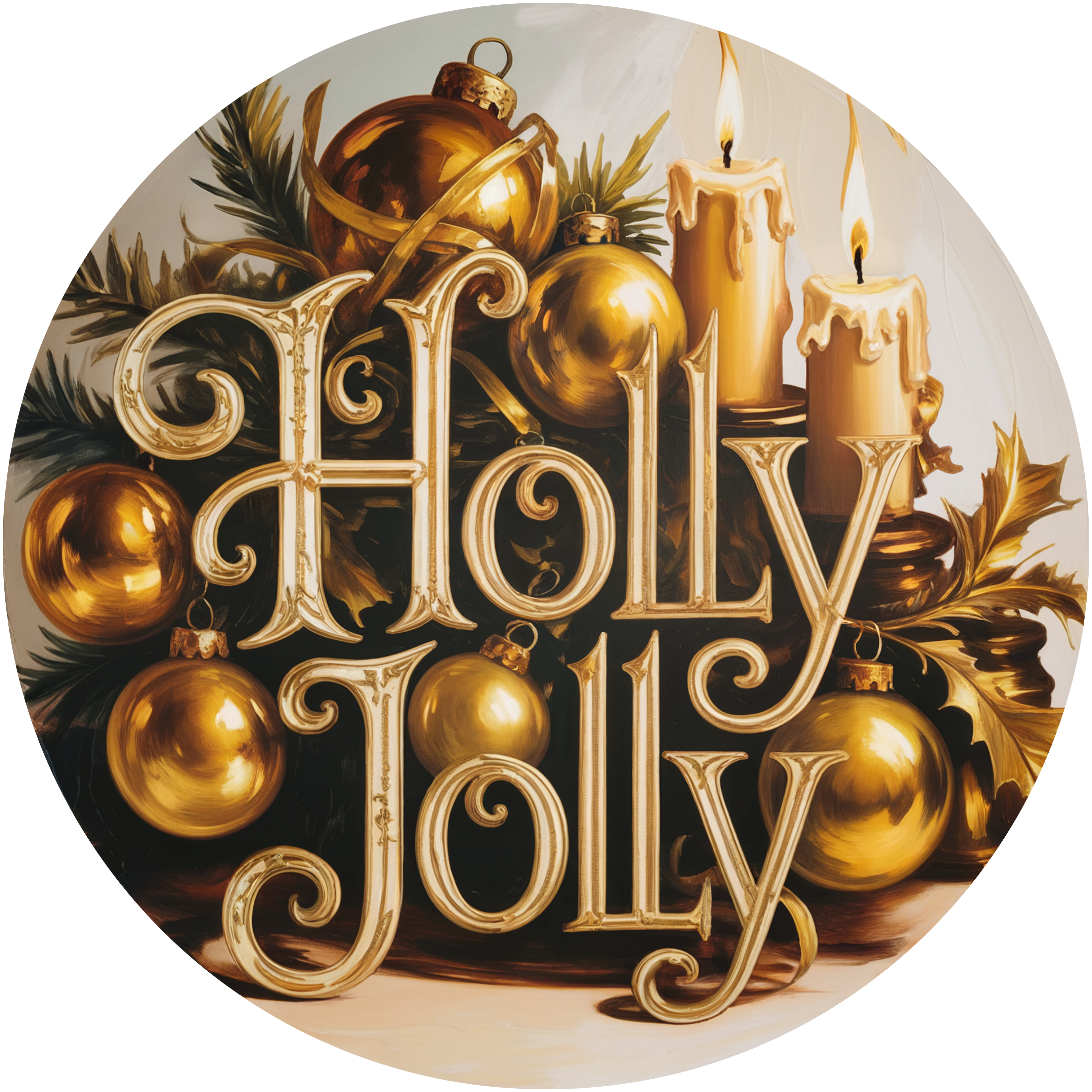 Holly Jolly Gold Ornament Accent Sign - Made in USA – BBCrafts.com