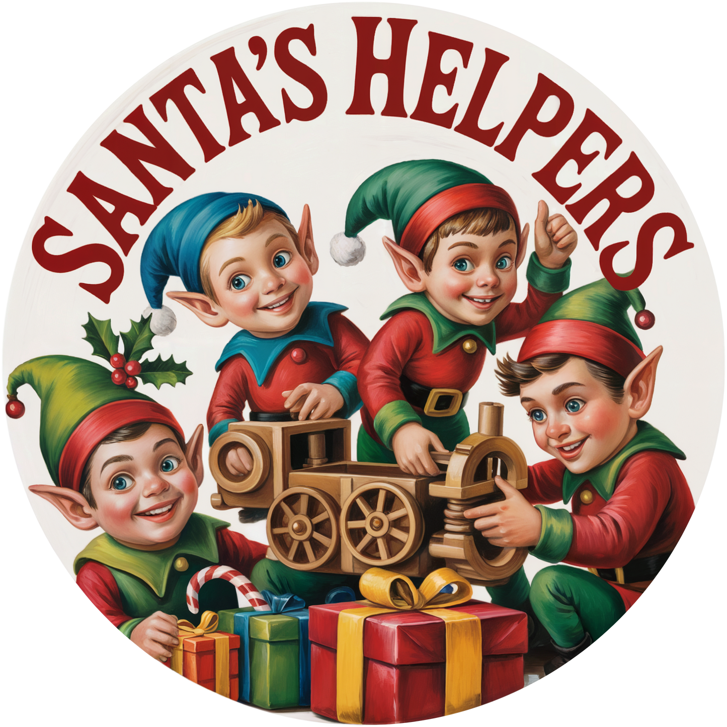 Santa's Helpers Elves Making Toys Accent Sign - Made in USA